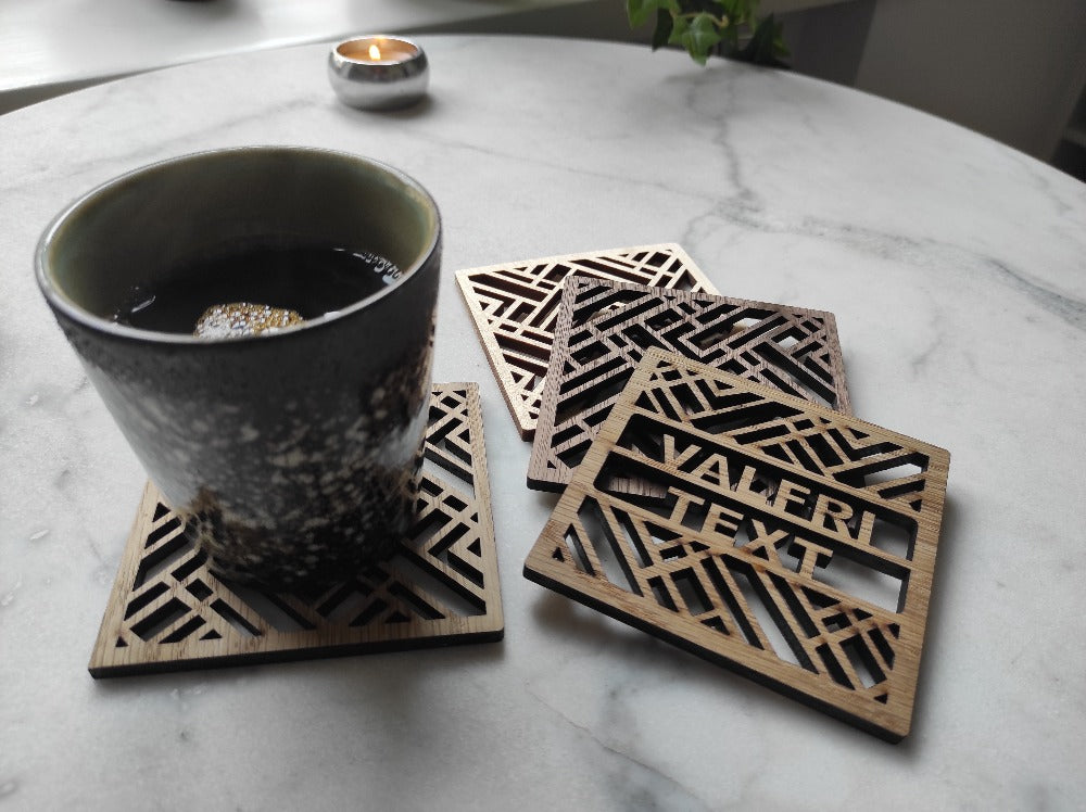Wooden coaster with personal text