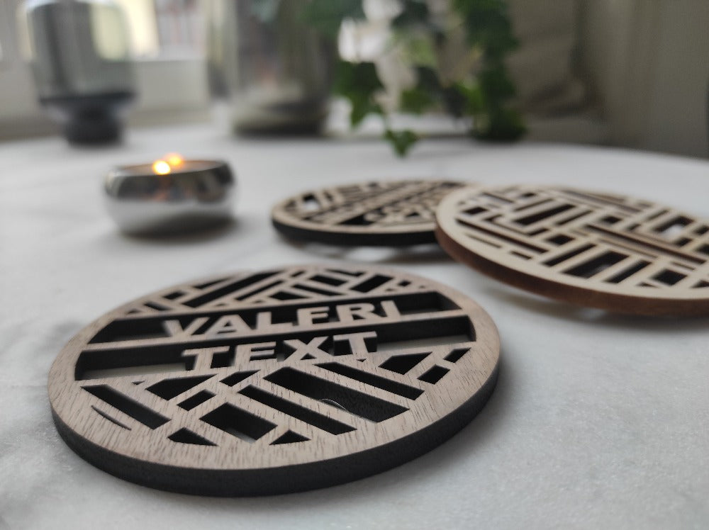 Wooden coaster with personal text