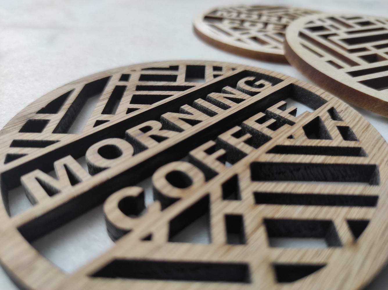 Wooden coaster with personal text